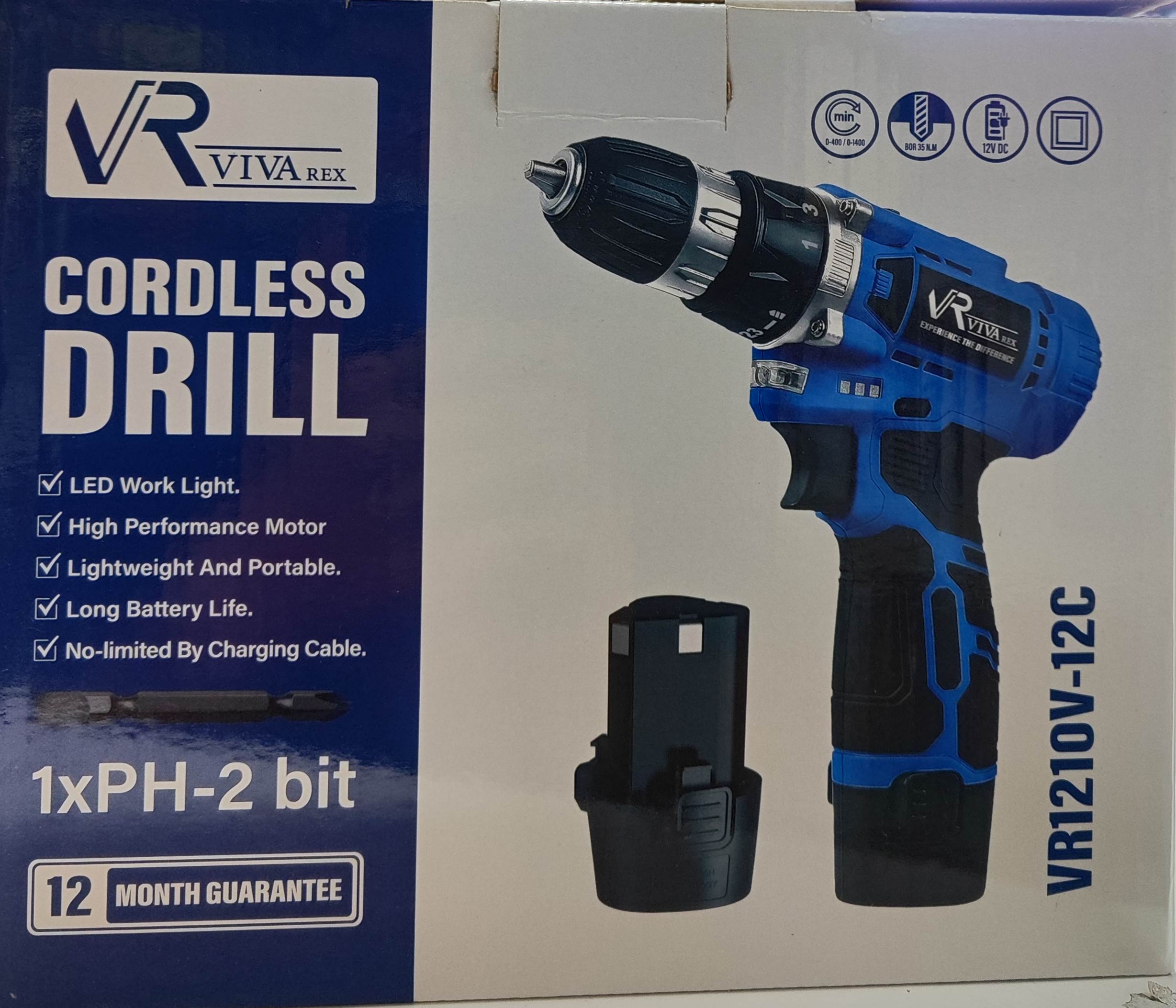 دریل پیچ گوشتی ویوارکس مدل VR1210V-12C تک باتری